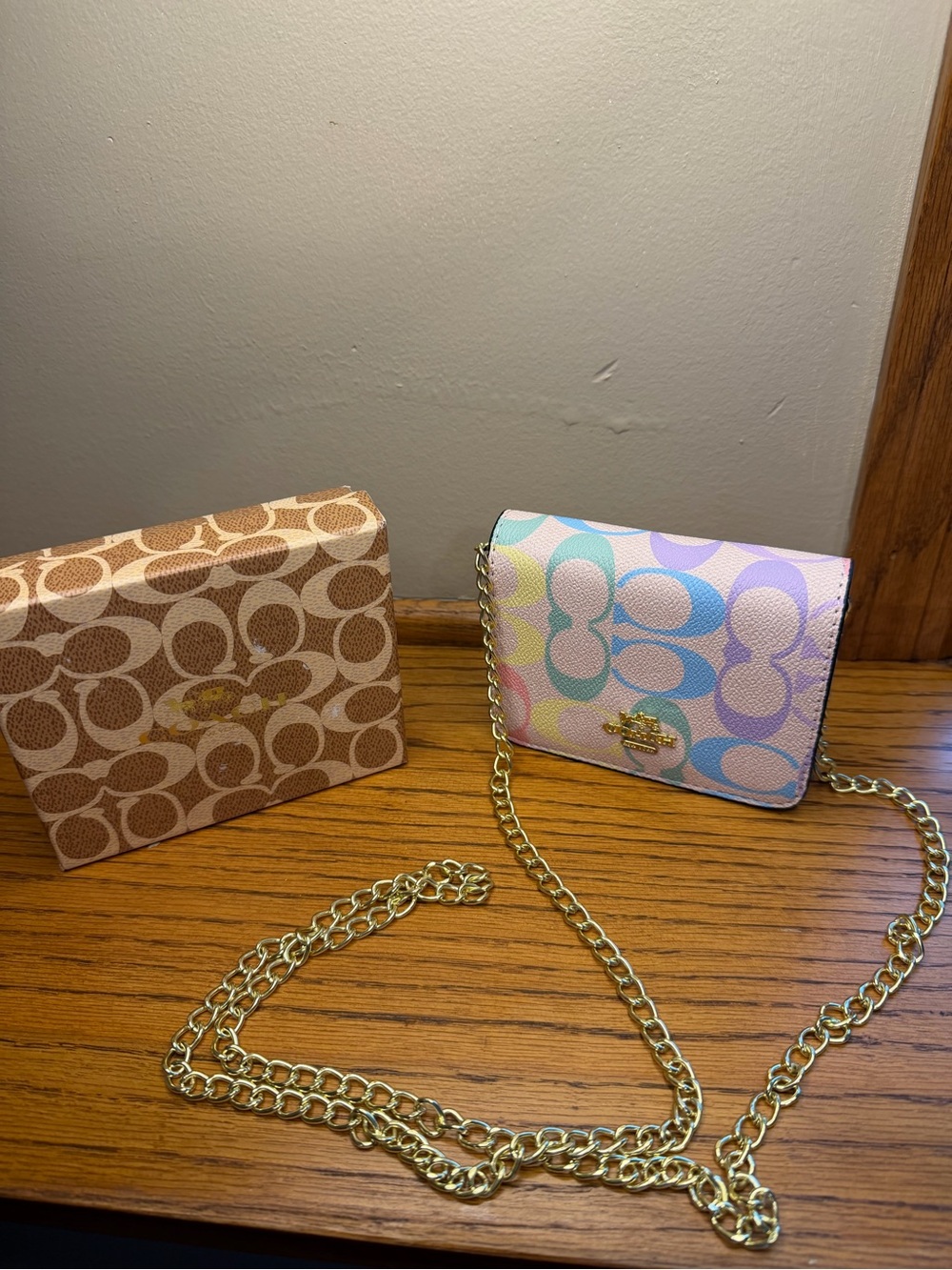 Coach Signature Chain Wallet w/ Box
